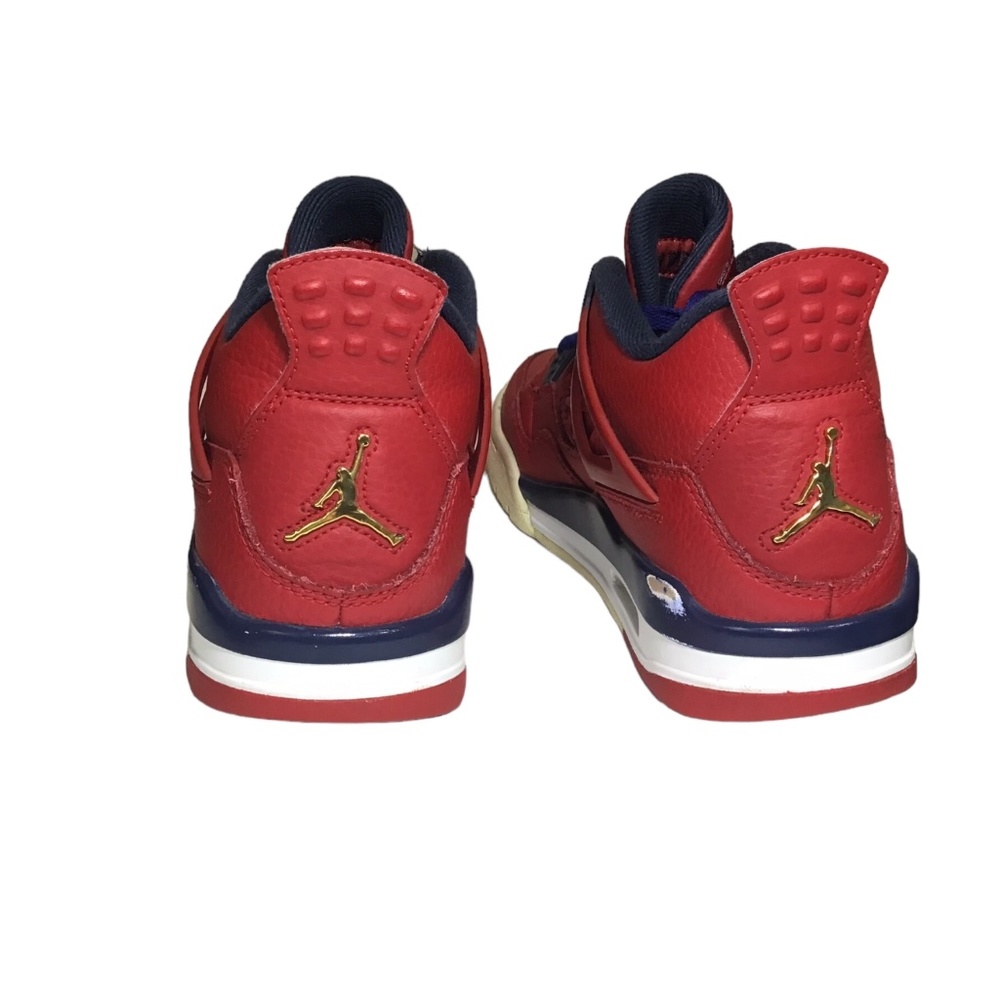 Nike Air Jordan 4 Retro FIBA Gym Red Navy Gold GS Youth 5.5Y Sneakers - Picture 4 of 8
